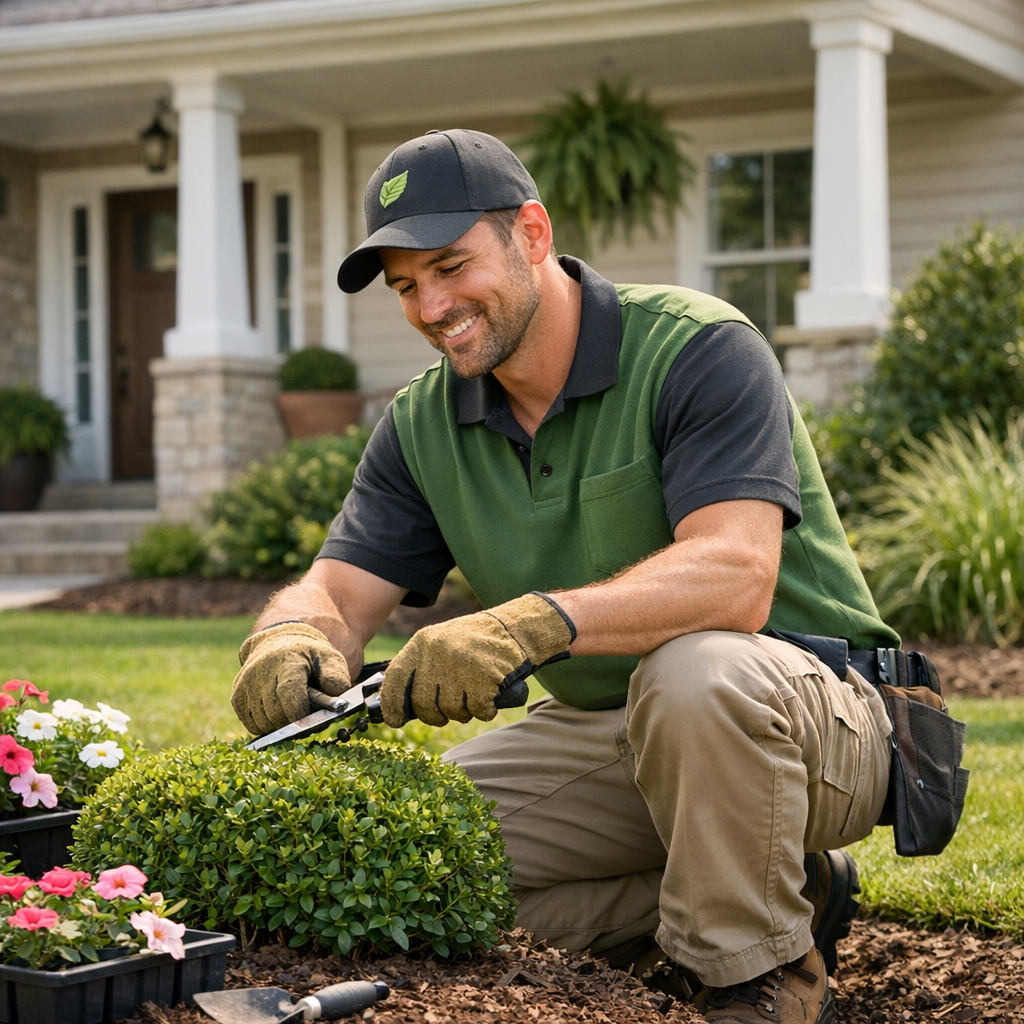 Professional Landscaper Maintains Yard-1