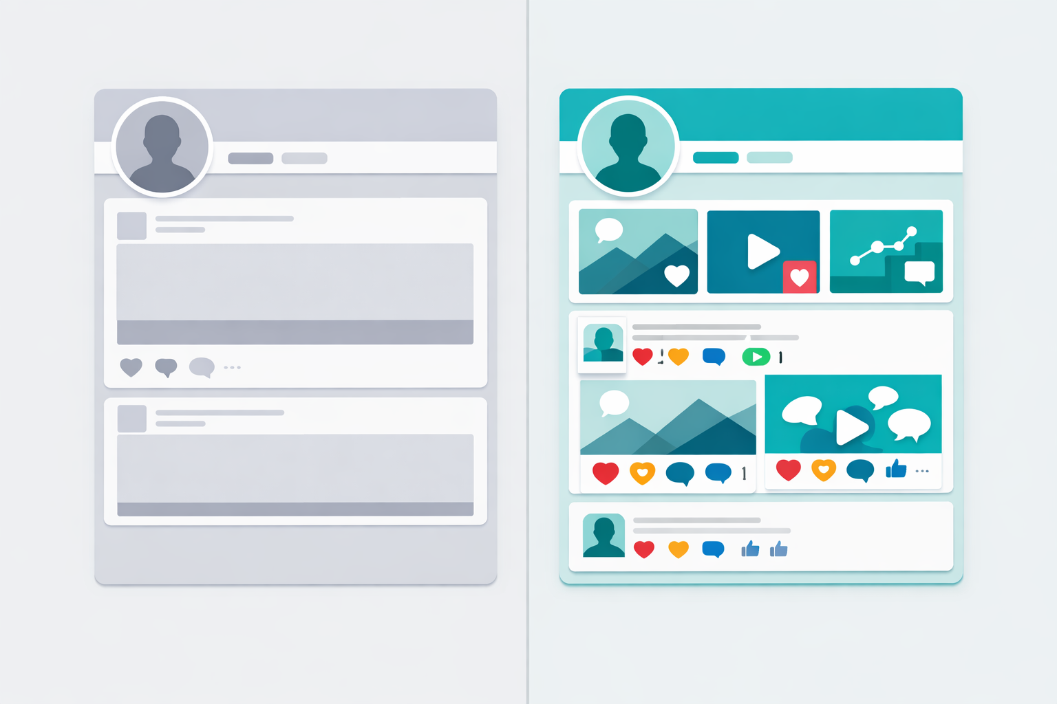 Side by Side Social Media Profiles Comparison