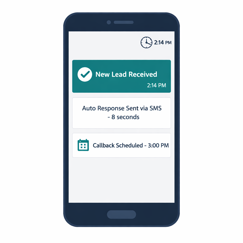 Phone displaying speed to lead meeting booked via SMS